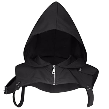 L'VOW Black Cyber-punk Rogue Cowl Hat for Men Women Medieval Gothic Hooded Cape for Halloween Unisex...