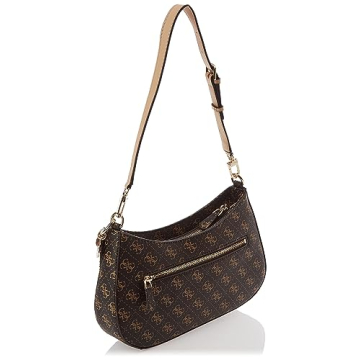 GUESS Noelle Top Zip Shoulder Bag in Brown Logo