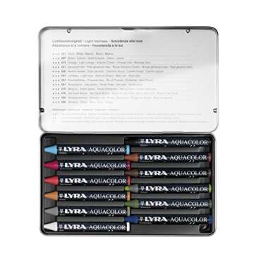 LYRA Aquacolor Wax Crayons - 12 Water Soluble Crayons for Professional and Student Artists - Highly Pigmented Lightfast Watercolor Crayons for Drawing Creating Gradients Washes and More