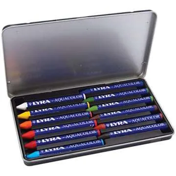 LYRA Aquacolor Wax Crayons - 12 Water Soluble Crayons for Professional and Student Artists - Highly Pigmented Lightfast Watercolor Crayons for Drawing Creating Gradients Washes and More