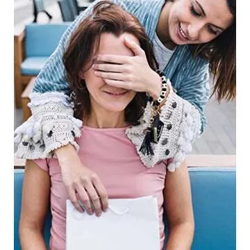 BAOSIWA Gifts for Mom-Silicone Beaded Mama Bracelet Keychain Black Leopard Wristlet Key Ring Bangle Chains Mothers Day Gifts for Mom from Daughter Son