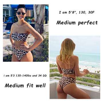 OMKAGI Women's 2 Pieces Bandeau Bikini Swimsuits Off Shoulder High Waist Bathing Suit High Cut