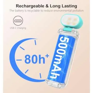 Gritin Reading Light, Rechargeable Book Light for Reading in Bed - Eye Caring 3 Color Temperatures, 5-Level Dimmable Brightness, Long Lasting, Compact Size Clip on Book Lamp for Bookworms-Blue