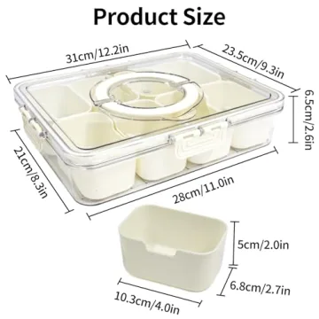 Yuroochii 8-Compartment Snack Box Portable with Lid