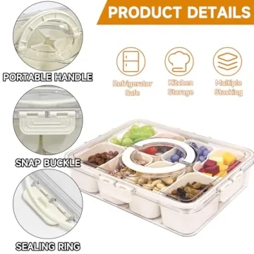 Yuroochii 8-Compartment Snack Box Portable with Lid