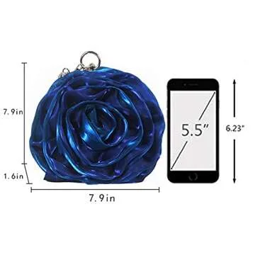 Goclothod Women Rose Shaped Clutch - Elegant Satin Handbag for Events