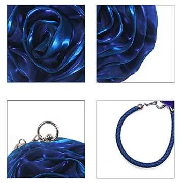 Goclothod Rose Shaped Satin Clutch for Women