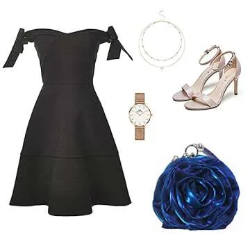 Goclothod Rose Shaped Satin Clutch for Women