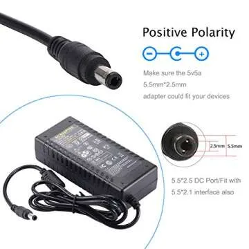 5V 5A Power Supply Adapter - COOLM AC 100-240V DC 5 Volt 5amp 25W Power Converter Charger 5.5mm x 2....