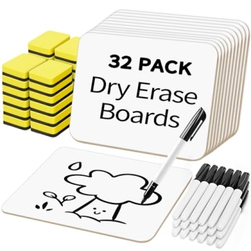 BainGesk Small White Board, 32 Pack Dry Erase Board, 9"×12" Mini White Board Double Sided for Stude...