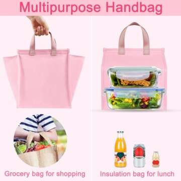 Deegotech Lunch Bag Women, 2Pack Large Insulated Lunch Box, Reusable Cooler Bags for Adult Men, Leakproof Lunch Tote Bags for Work Office Camping Picnic [Pink+Black]