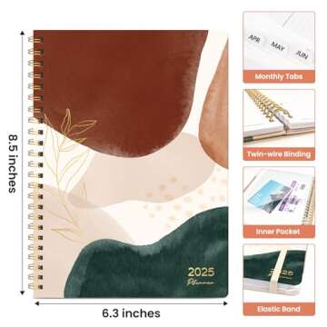 2025 Planner - Weekly and Monthly Planner, January 2025 to December 2025, Spiral Bound 2025 Calendar Planner Book, Inner Pocket, Perfect for Office Home School Supplies - A5 (6.3" x 8.5"), Ocean