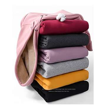 Fenclushy Womens Winter Hoodies Warm Fleece Sherpa Lined Pullover Hooded Sweatshirt(Pink,L)