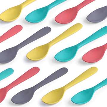 GET FRESH Bamboo Kids Spoons Set – 4-pack Colorful Bamboo Kids Cutlery for Everyday Use – Reusab...
