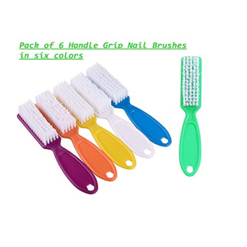 6 Pcs Nail Brush Set - Comfortable Grip & Vibrant Colors