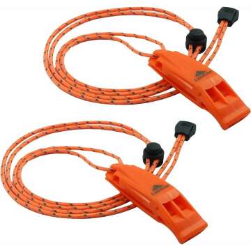 Emergency Whistles with Lanyard - 2 Pack Safety Gear