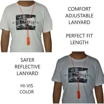 Emergency Whistles with Lanyard - 2 Pack Safety Gear