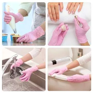 SwiftGrip Pink Nitrile Gloves for Cleaning & Beauty Tasks