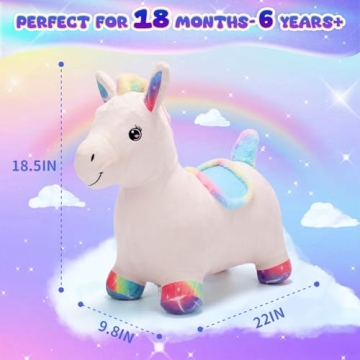 EagleStone Plush Unicorn Bouncy Hopper for Toddlers