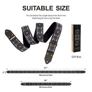 Nefelibata Guitar Strap,Jacquard Embroidery Cotton Guitar Straps with Crazy Horse Leather Ends for Bass, Electric & Acoustic, Best Gifts for Kids, Guitarists(Brown flower embroidery)