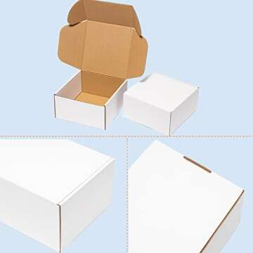 Wowxyz 8x8x4" Shipping Boxes 25 Pack White Corrugated Cardboard Mailing Boxes for Small Business - Literature Mailer Packaging Supplies