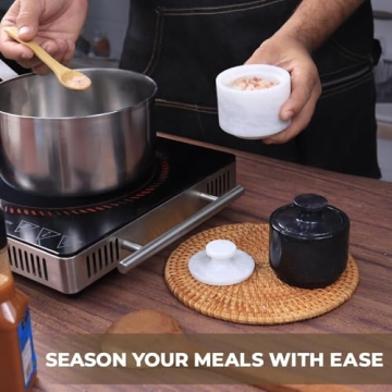 Elegant Marble Salt Cellar for Kitchen Décor and Storage