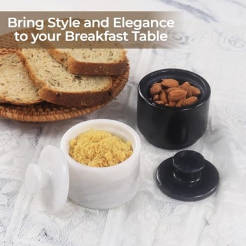 Elegant Marble Salt Cellar for Kitchen Décor and Storage