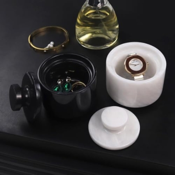 Elegant Marble Salt Cellar for Kitchen Décor and Storage