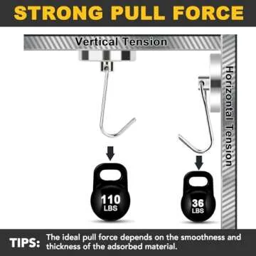 MIKEDE Magnetic Hooks - 110LB Heavy Duty Neodymium Magnet Hooks, Rust Proof for Indoor Outdoor Use, ...