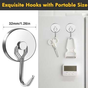 MIKEDE Magnetic Hooks - 110LB Heavy Duty, Rust Proof