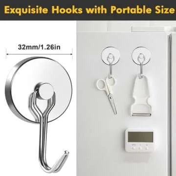 MIKEDE Magnetic Hooks - 110LB Heavy Duty, Rust Proof