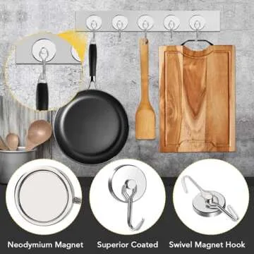 MIKEDE Magnetic Hooks - 110LB Heavy Duty, Rust Proof