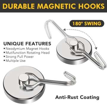 MIKEDE Magnetic Hooks - 110LB Heavy Duty, Rust Proof