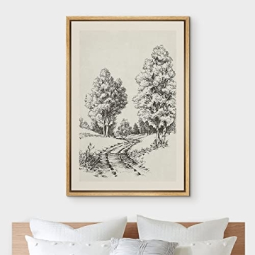 IDEA4WALL Framed Canvas Spring Forest Wall Art 16"x24"