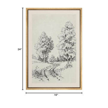 IDEA4WALL Framed Canvas Spring Forest Wall Art 16"x24"