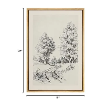 IDEA4WALL Framed Canvas Spring Forest Wall Art 16"x24"