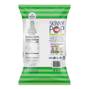 SkinnyPop Twist of Lime Popcorn, Gluten Free, Non-GMO, Healthy Popcorn Snacks, Skinny Pop 4.4oz Groc...