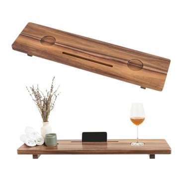 Premium Acacia Wood Bathtub Tray Adjustable Non-Tip Design