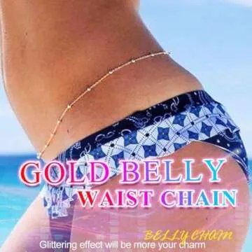 Nicute Gold Waist Chain Beaded Belly Chain Body Waist Chains Accessories for Women
