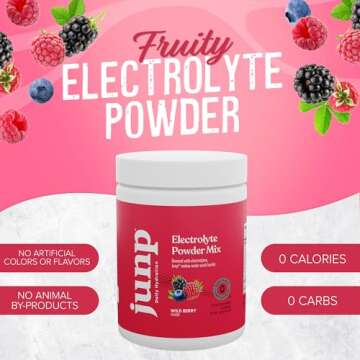 JUNP Electrolytes Powder No Sugar No Carbs, Wild Berry Fruit Flavor Keto Electrolyte Drink Mix - Pot...