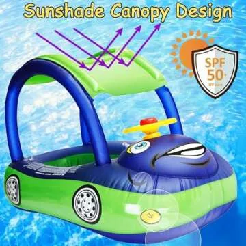 iGeeKid Inflatable Baby Pool Float with Canopy, Safe Seat for Baby Swim