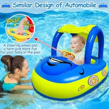iGeeKid Baby Pool Float with Canopy for Infants