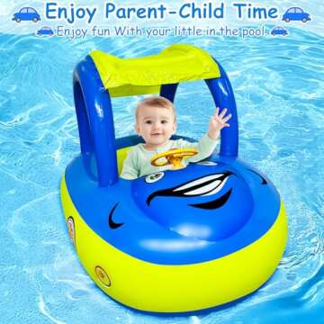 iGeeKid Baby Pool Float with Canopy for Infants