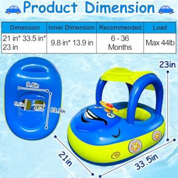 iGeeKid Baby Pool Float with Canopy for Infants