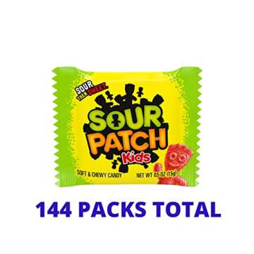 SOUR PATCH KIDS Soft & Chewy Candy, 144 Snack Packs (6 Bags)