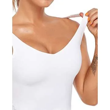 Oalka Sports Bra Womens Longline Padded Crop Tank Yoga Bras Workout Fitness Top Heart Pure White L
