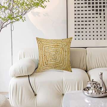 Heavenera Jute Boho Throw Pillow Covers Set of 2