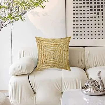 Heavenera Jute Boho Throw Pillow Covers Set of 2