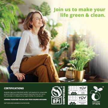 Simply Bio 30-33 Gallon Compostable Trash Bags Liners Flat-Top, Heavy Duty Extra Thick 1.57 Mil, 124.92 Liter, 30 Bags, Lawn, Yard, and Restaurant Use, ASTM D6400, US BPI, OK Compost Home Certified