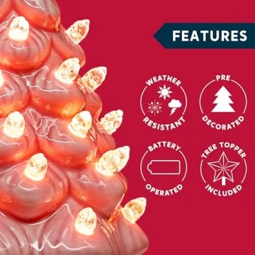 Joiedomi 7" Pink Ceramic Christmas Tree for Festive Decor